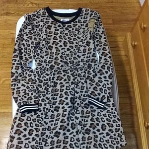 Girl leopard print sweater dress